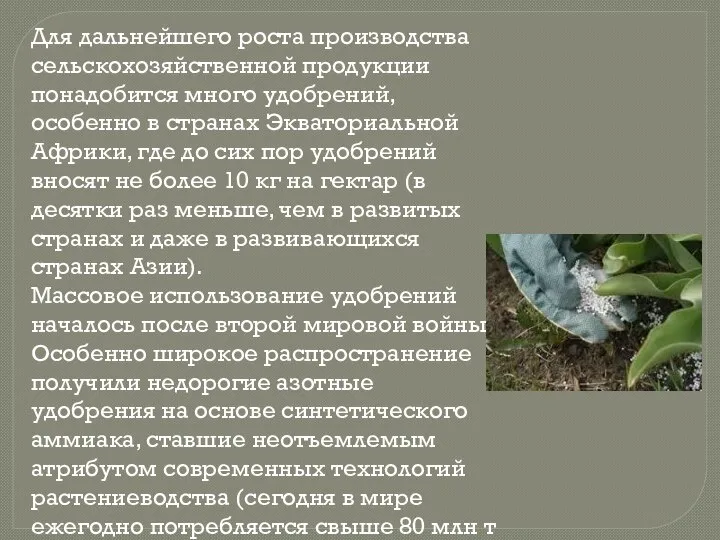 Для дальнейшего роста производства сельскохозяйственной продукции понадобится много удобрений, особенно в