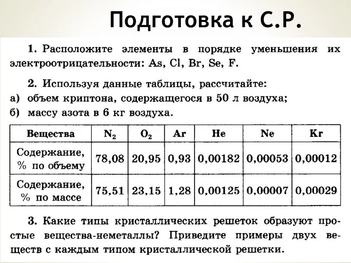 Подготовка к С.Р.