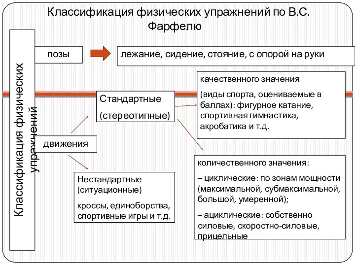 Классификация физических упражнений по В.С. Фарфелю Классификация физических упражнений позы движения