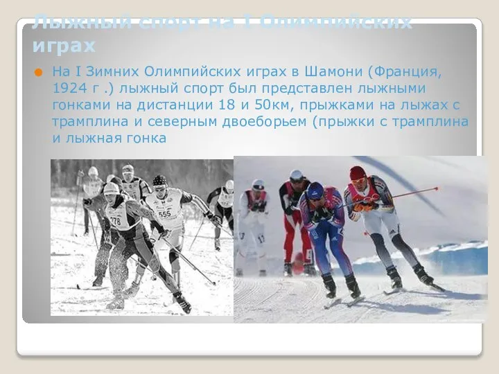 Лыжный спорт на I Олимпийских играх На I Зимних Олимпийских играх