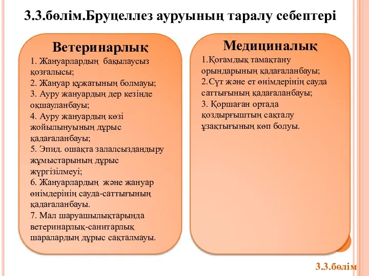 Ветеринарлық 1. Жануарлардың бақылаусыз қозғалысы; 2. Жануар құжатының болмауы; 3. Ауру