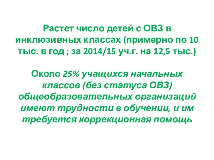 Растет число детей с ОВЗ в инклюзивных классах (примерно по 10