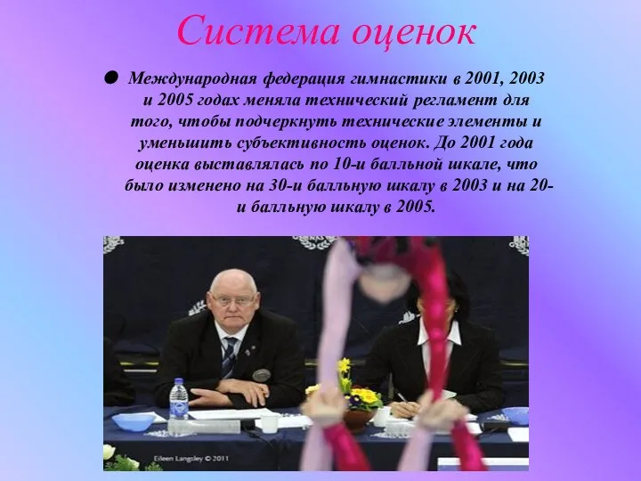 Система оценок Международная федерация гимнастики в 2001, 2003 и 2005 годах