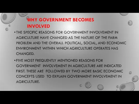 WHY GOVERNMENT BECOMES INVOLVED 28 THE SPECIFIC REASONS FOR GOVERNMENT INVOLVEMENT