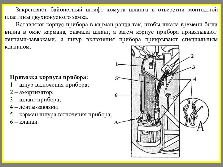 Закрепляют байонетный штифт хомута шланга в отверстии монтажной пластины двухконусного замка.