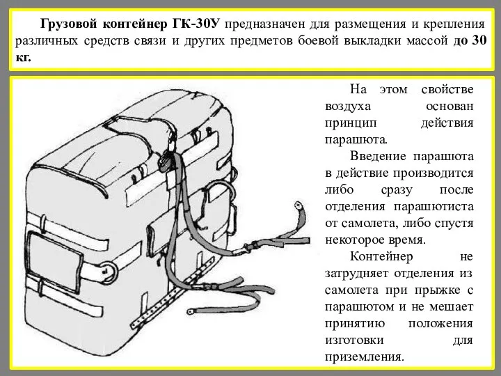 Грузовой контейнер ГК-30У предназначен для размещения и крепления различных средств связи