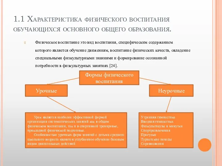 1.1 Характеристика физического воспитания обучающихся основного общего образования. Физическое воспитание это