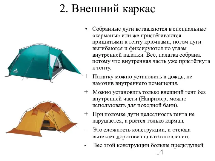 2. Внешний каркас Собранные дуги вставляются в специальные «карманы» или же