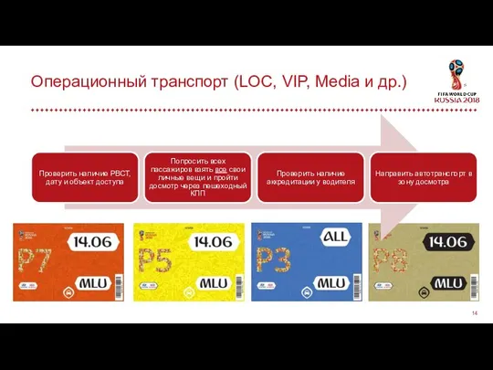 Операционный транспорт (LOC, VIP, Media и др.)