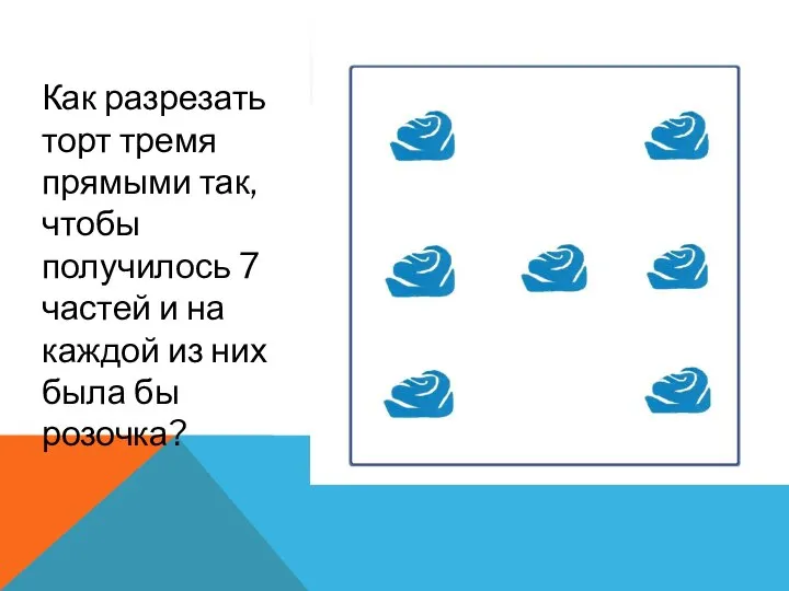 Как разрезать торт тремя прямыми так, чтобы получилось 7 частей и