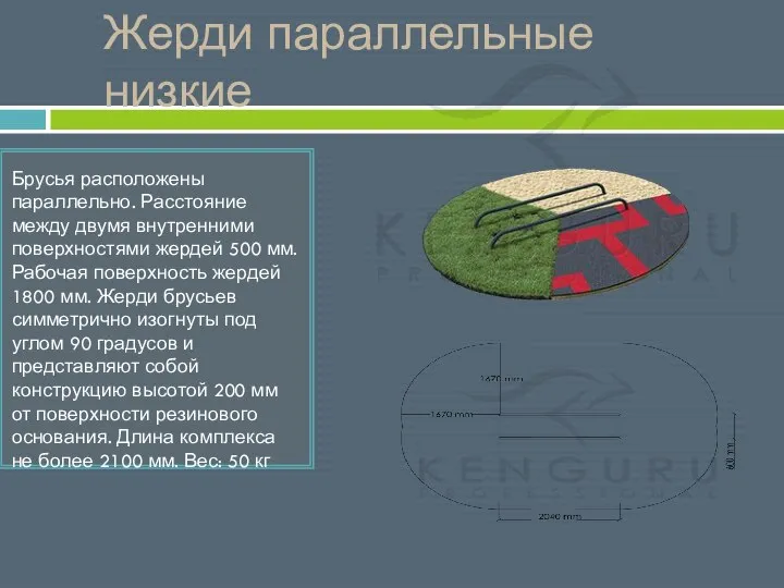 Жерди параллельные низкие Брусья расположены параллельно. Расстояние между двумя внутренними поверхностями