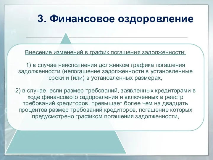 3. Финансовое оздоровление