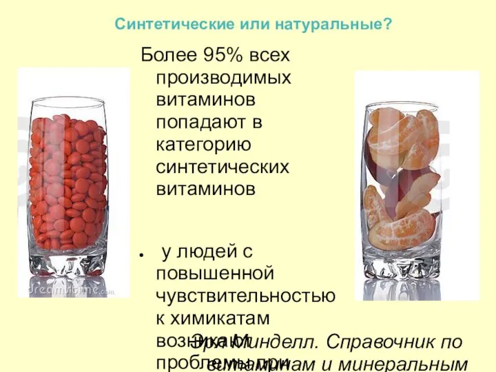 Более 95% всех производимых витаминов попадают в категорию синтетических витаминов у