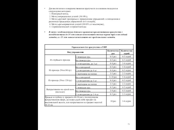 Для воспитания и совершенствования прыгучести в основном пользуются следующими методами: 1.