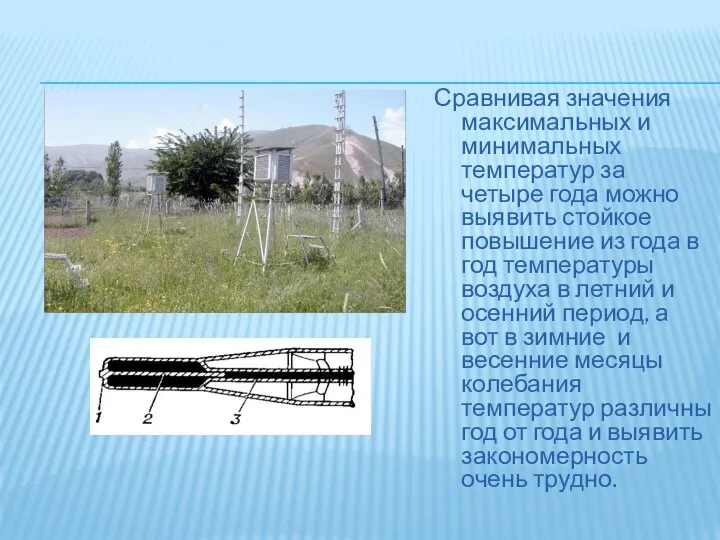 Сравнивая значения максимальных и минимальных температур за четыре года можно выявить