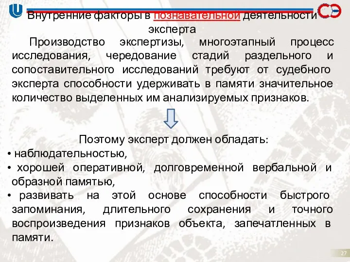 Производство экспертизы, многоэтапный процесс исследования, чередование стадий раздельного и сопоставительного исследований