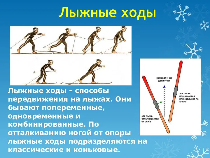 Лыжные ходы Лыжные ходы - способы передвижения на лыжах. Они бывают