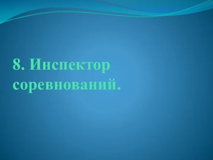 8. Инспектор соревнований.