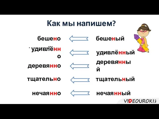 Как мы напишем? бешен… о удивлён… о деревян…о тщательн…о нечаян…о бешеный