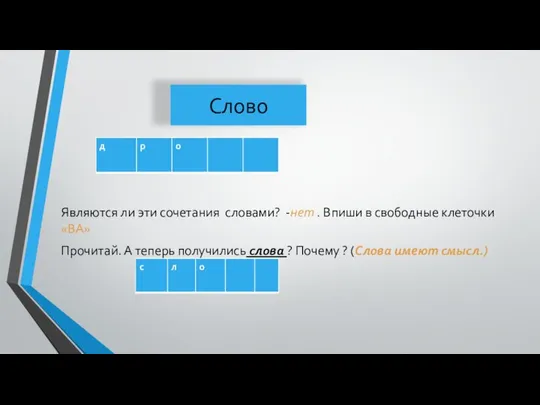 Слово Являются ли эти сочетания словами? -нет . Впиши в свободные