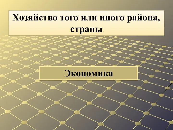 Экономика Хозяйство того или иного района, страны