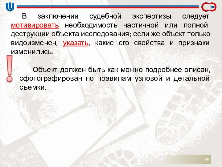 В заключении судебной экспертизы следует мотивировать необходимость частичной или полной деструкции