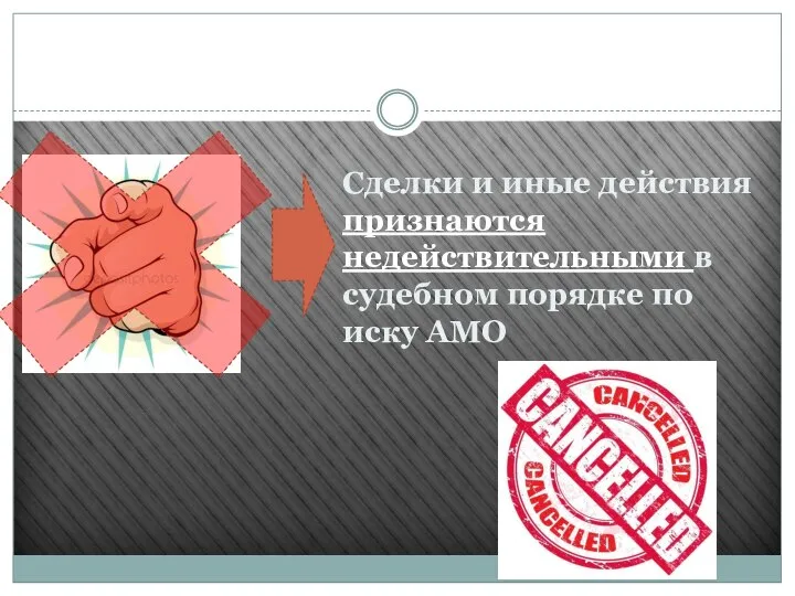 Сделки и иные действия признаются недействительными в судебном порядке по иску АМО