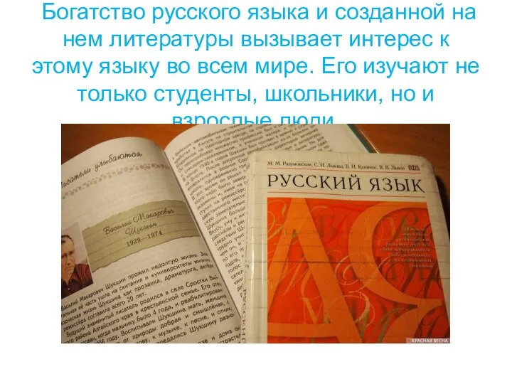 Богатство русского языка и созданной на нем литературы вызывает интерес к