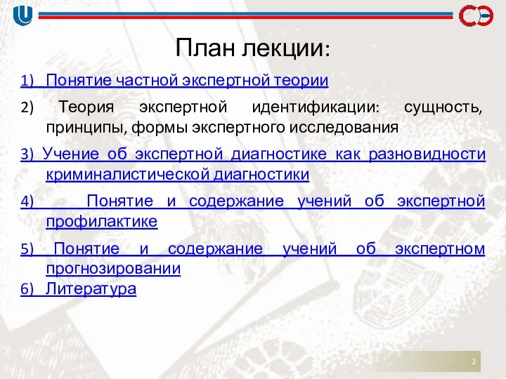 План лекции: 1) Понятие частной экспертной теории 2) Теория экспертной идентификации: