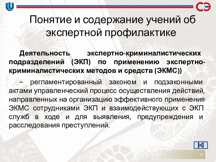 Понятие и содержание учений об экспертной профилактике Деятельность экспертно-криминалистических подразделений (ЭКП)