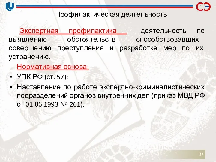 Экспертная профилактика – деятельность по выявлению обстоятельств способствовавших совершению преступления и