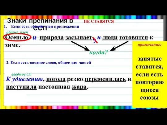 Знаки препинания в ССП Задание 15 НЕ СТАВЯТСЯ Если есть общий