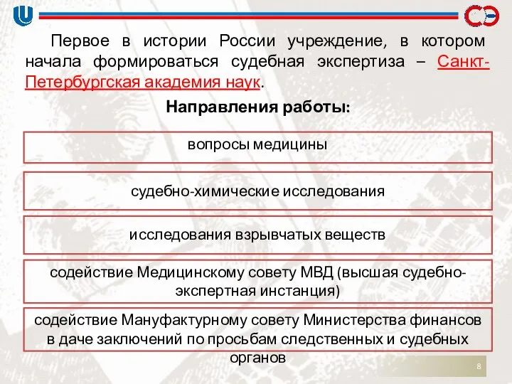 Первое в истории России учреждение, в котором начала формироваться судебная экспертиза