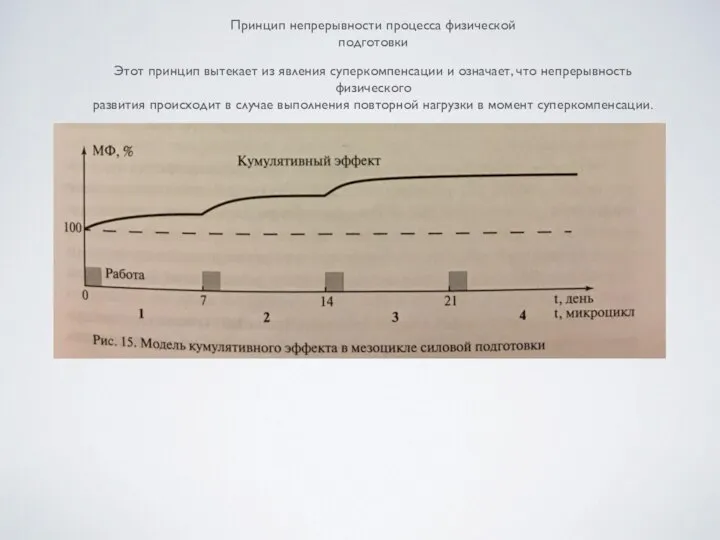 Принцип непрерывности процесса физической подготовки Этот принцип вытекает из явления суперкомпенсации