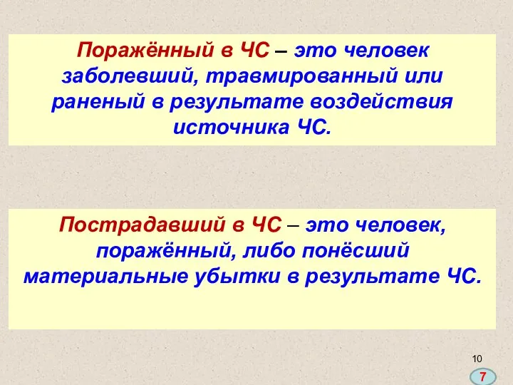 Поражённый в ЧС – это человек заболевший, травмированный или раненый в