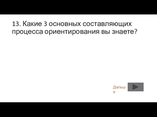 13. Какие 3 основных составляющих процесса ориентирования вы знаете? Дальше