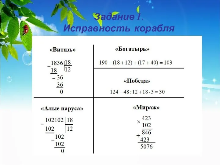 Задание 1. Исправность корабля