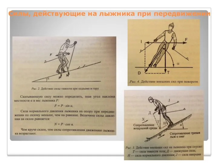 Силы, действующие на лыжника при передвижении