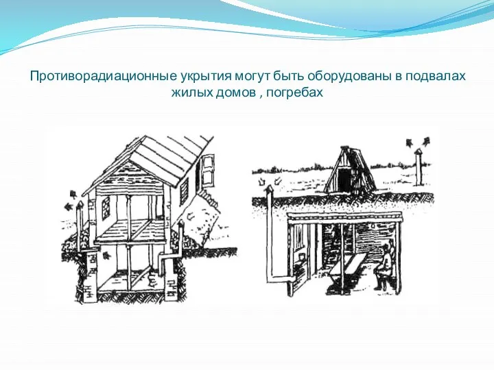 Противорадиационные укрытия могут быть оборудованы в подвалах жилых домов , погребах