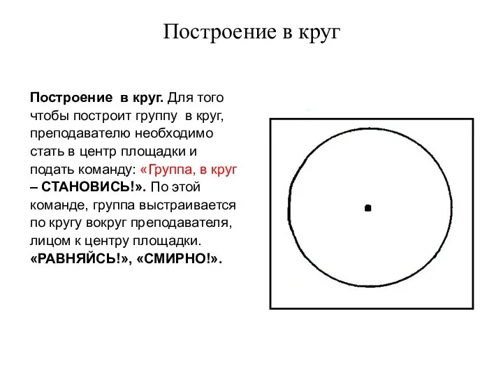 Построение в круг Построение в круг. Для того чтобы построит группу