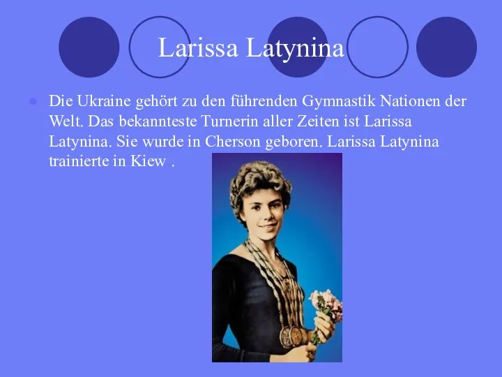 Larissa Latynina Die Ukraine gehört zu den führenden Gymnastik Nationen der