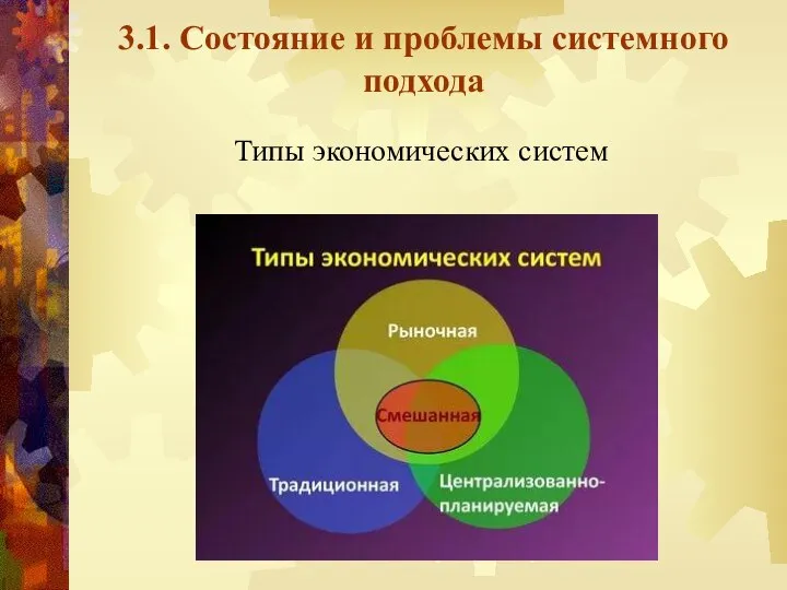 3.1. Состояние и проблемы системного подхода Типы экономических систем