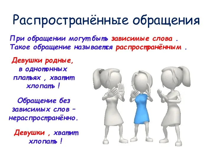 Распространённые обращения При обращении могут быть зависимые слова . Такое обращение