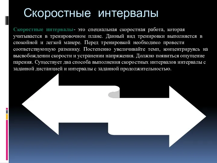 Скоростные интервалы Скоростные интервалы- это специальная скоростная работа, которая учитывается в