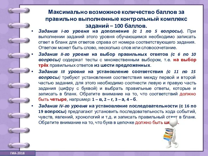 Максимально возможное количество баллов за правильно выполненные контрольный комплекс заданий –