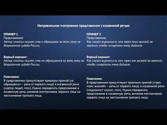 Неправильное построение предложения с косвенной речью ПРИМЕР 1 Предложение: Автор статьи