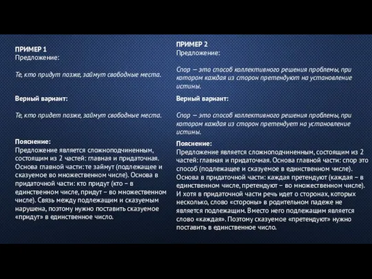 ПРИМЕР 1 Предложение: Те, кто придут позже, займут свободные места. Пояснение: