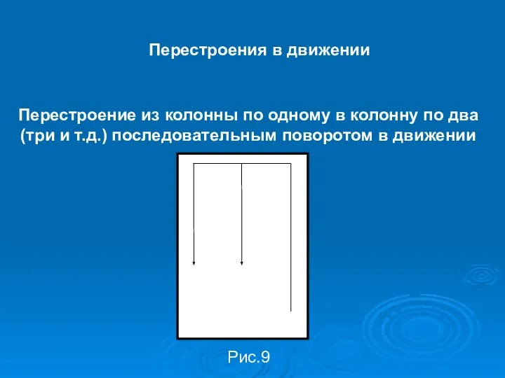 Перестроения в движении Перестроение из колонны по одному в колонну по