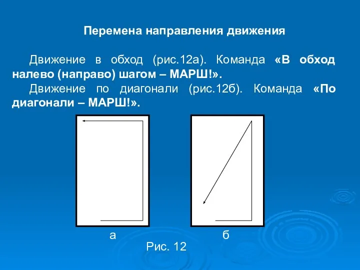 Перемена направления движения Движение в обход (рис.12а). Команда «В обход налево