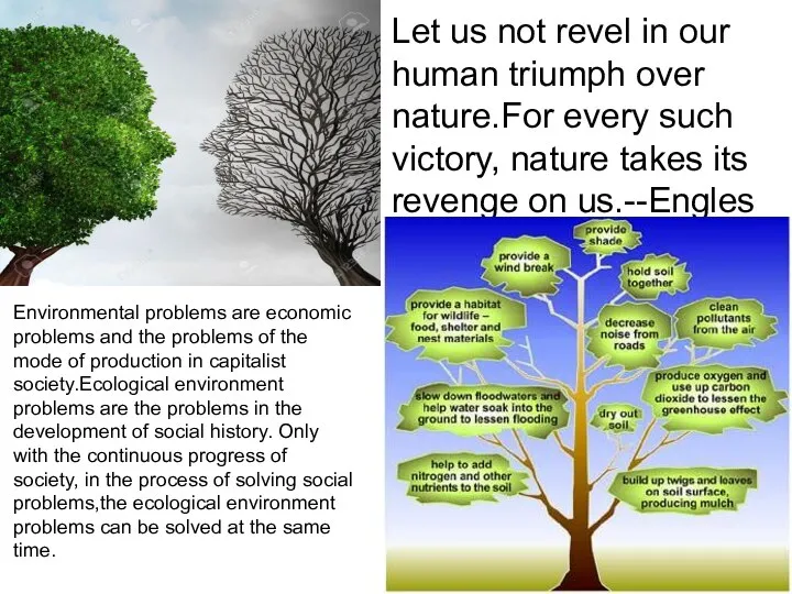 Let us not revel in our human triumph over nature.For every